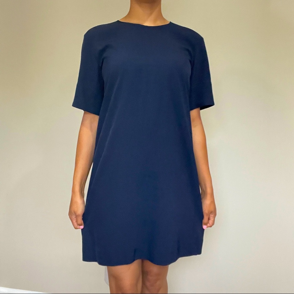 Everlane Womens The Japanese Go Weave Zip Tee Navy Blue Dress Size 6
